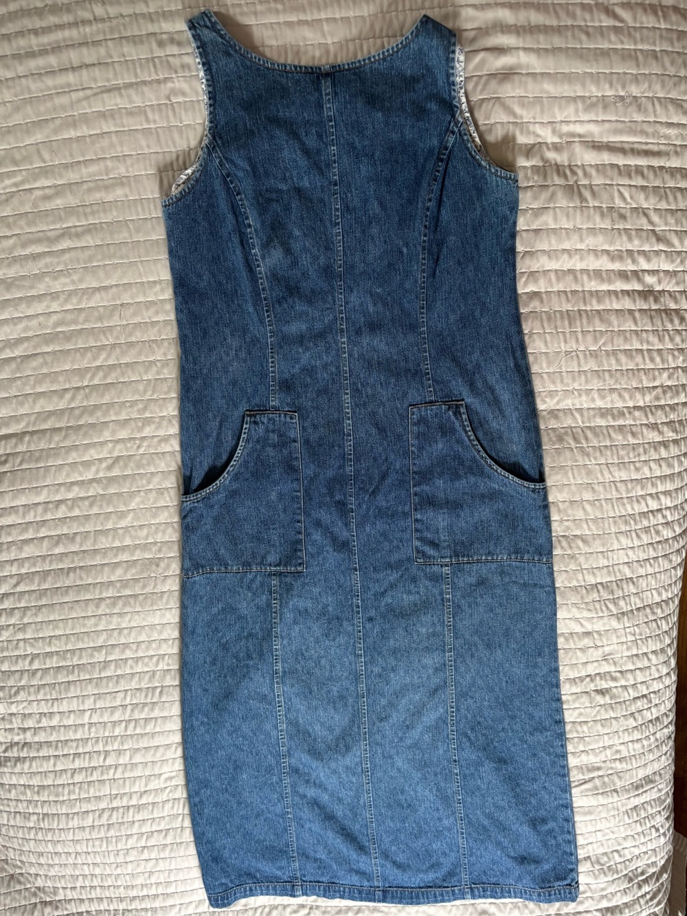 Vintage Laura Ashley 90’s Medium Wash Blue Denim Maxi Dress with Floral Lining